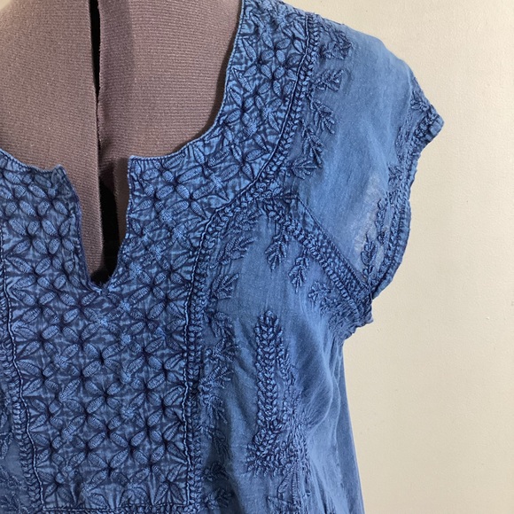 L’affaire Chambray Embroidered Boho Top Size M - Picture 6 of 14